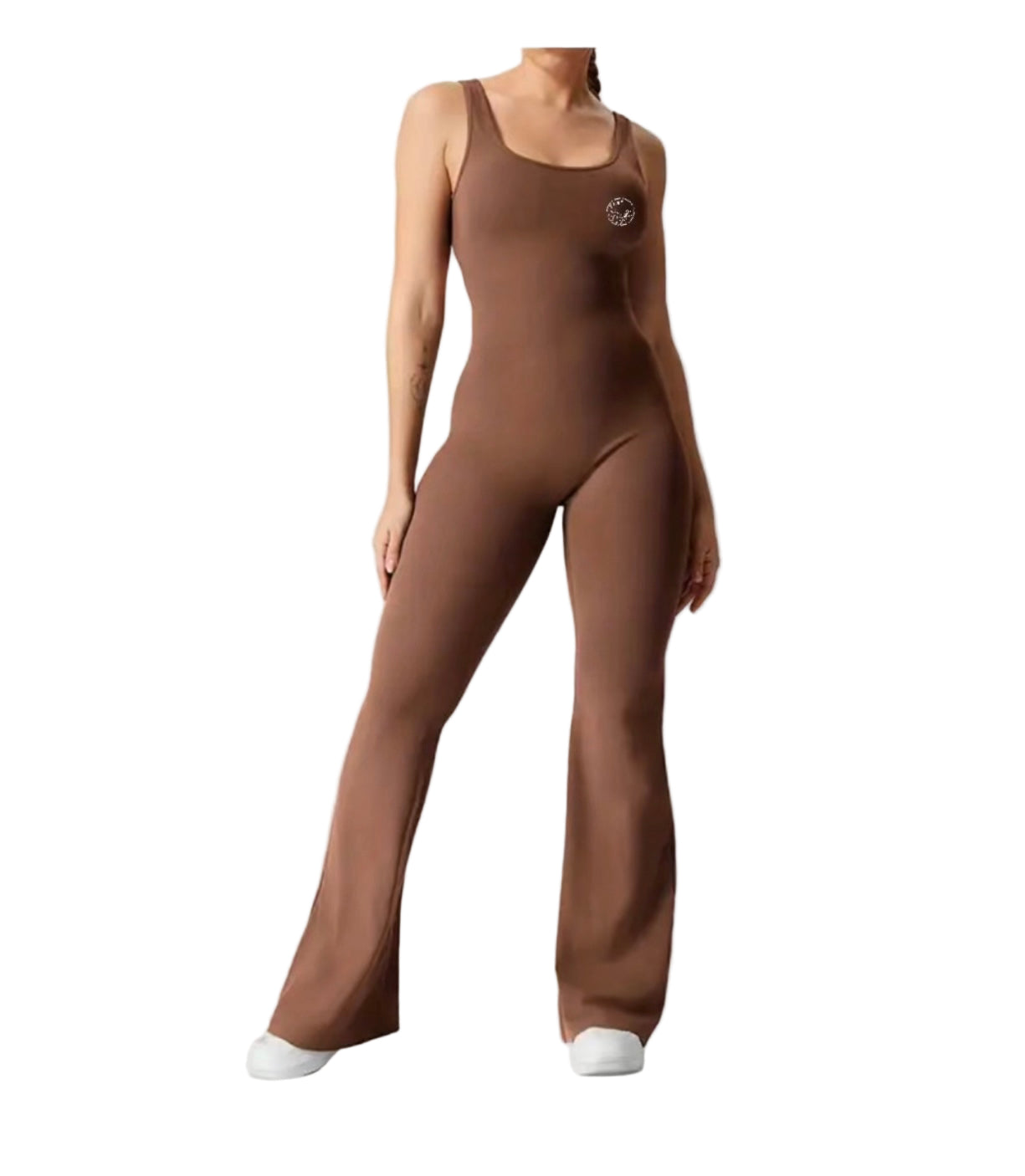 Women's Full-Length Jumpsuit-Chocolate brown - 'blue